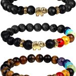 ONESING 2-12 Pcs Chakra Bracelets for Women Lava Rock 7 Chakras Crystals and Healing Stones Bracelets 8mm Crystal Bracelets Yoga Beaded Bracelets for Women Men Essential Oil Diffuser